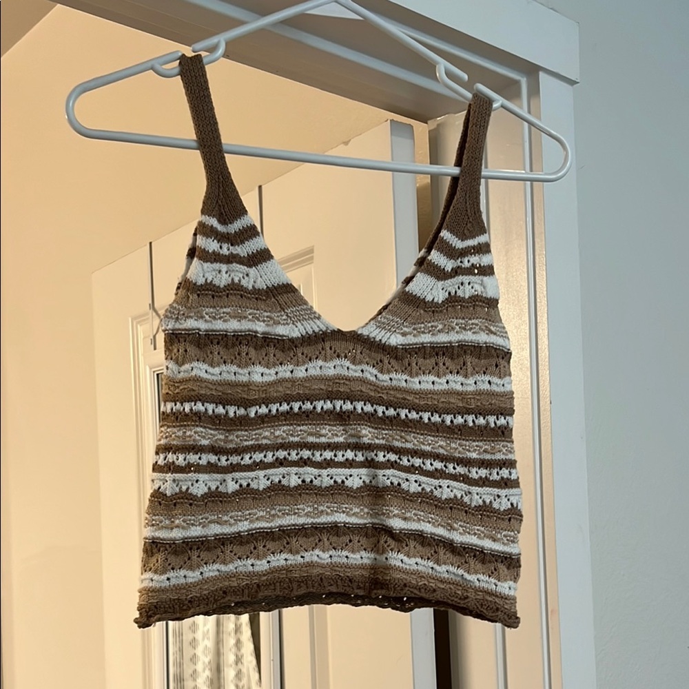 Pink Lily cropped crochet tank